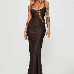 Princess Polly / Lioness about a girl maxi slip dress in chocolate